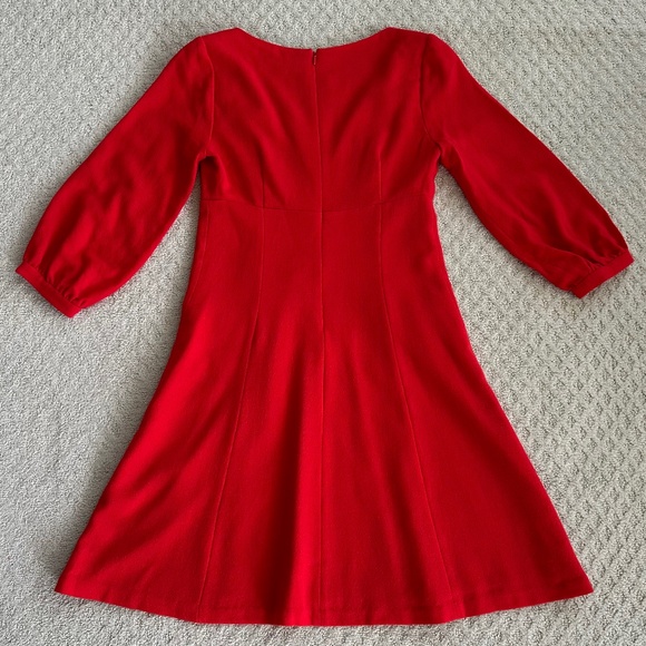 Tibi 100% Virgin Wool A-Line Midi Dress Red 6 Minimalist Holiday Fall Winter - Picture 7 of 15